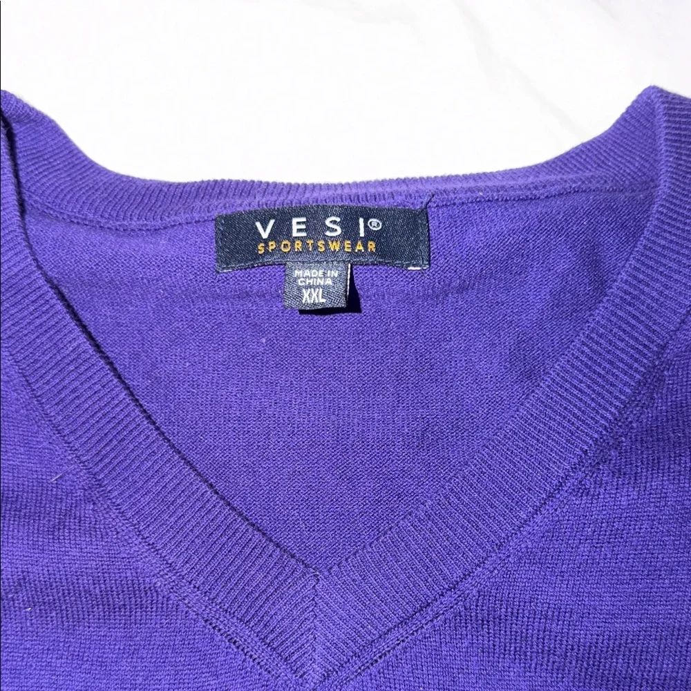 Clemson Men's Purple Sweater Vest with embroidered Orange Tiger Paw - Picture 5 of 8